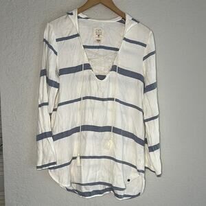 NEW Billabong White Surfer Hoodie Lace Up Beach Boho Hippie Coastal Vacation